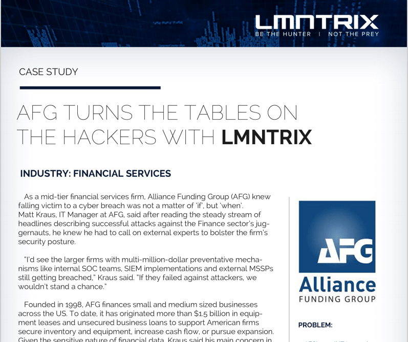 AFG turns the tables on the hackers with LMNTRIX