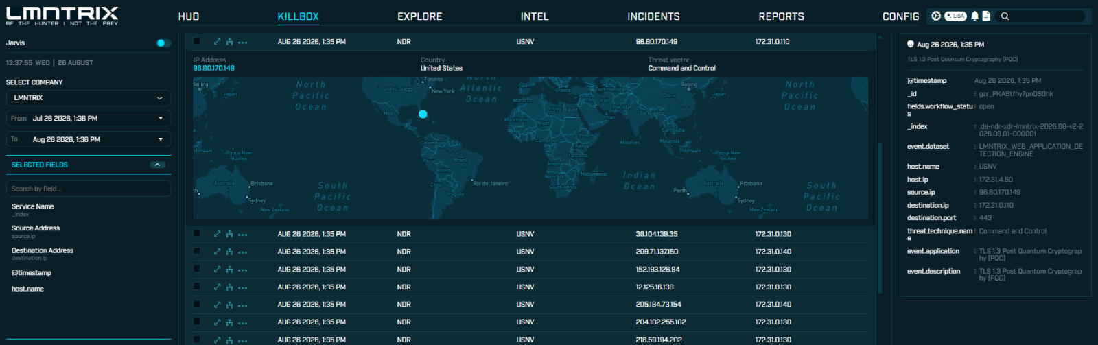 LMNTRIX NDR — network detection dashboard