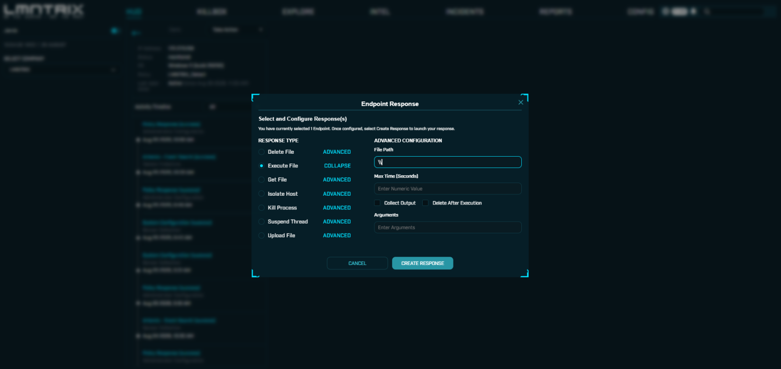 LMNTRIX XDR — response actions