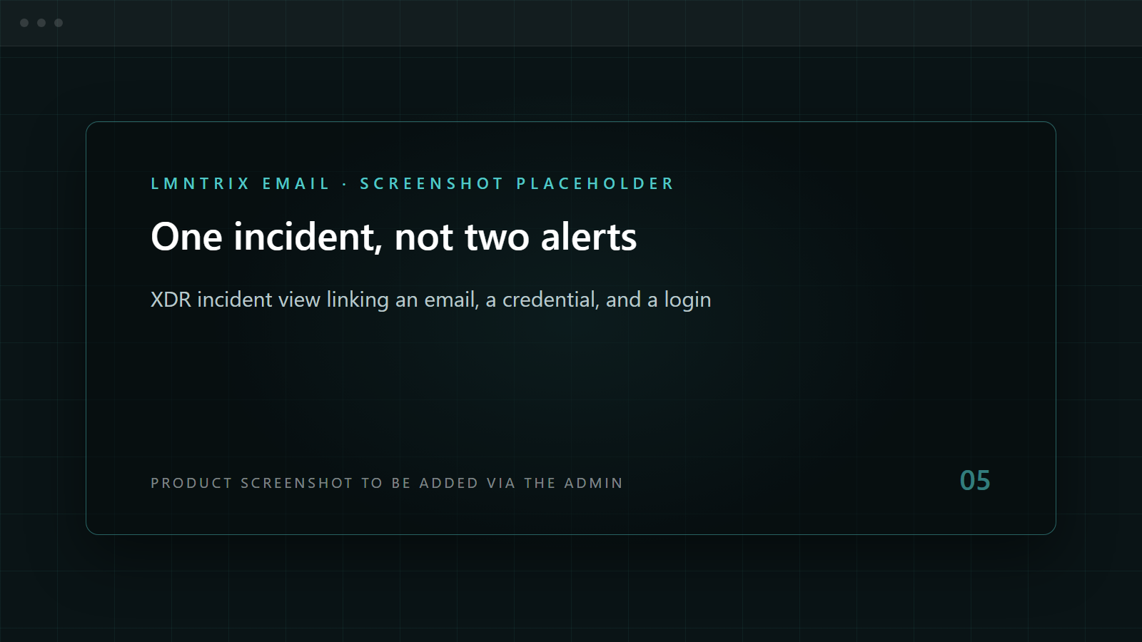 LMNTRIX Email — One incident, not two alerts
